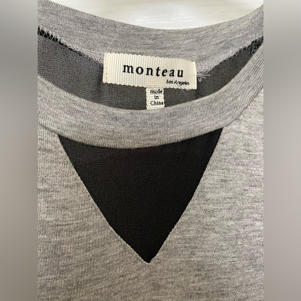 Monteau LA midi grey dress with black mesh inserts size Small NWT ๐Host Pick x2๐ - Picture 3 of 9